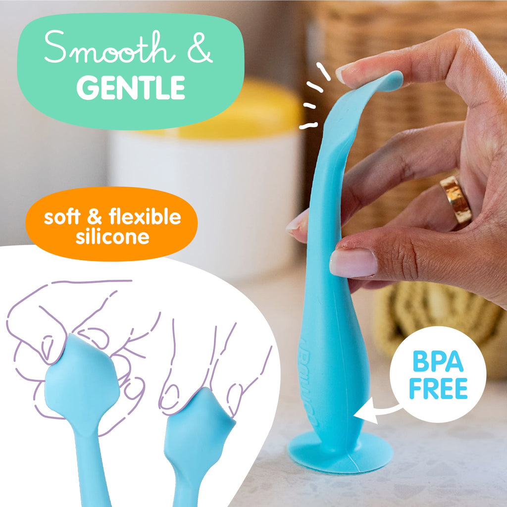 Bumco Baby Bum Brush - Flexible Diaper Cream Spatula Applicator (Blue)