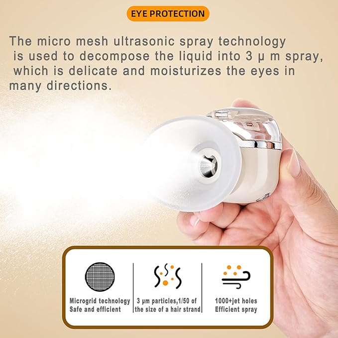 Johncase Heated Eye Sprayer for Dry Eyes Relief Mist Steamer Portable Warm Compress Eyes Mister for Eyelid,Eye Skin SPA Eye Steam Relief Dry Eyes and Stye Mini Eye Drops Tool
