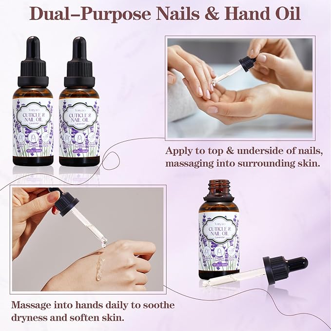 yonisayo 3 Pack Lavender Cuticle Oil, Nail & Hand Moisturizer for Dry Cuticles & Stronger Nails