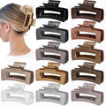 Sisiaipu 3.5 Inch Medium Hair Claw Clips 12 Pcs Square Claw for Thick and Thin Hair Rectangular Rectangle Hair Clips Jaw Clips Bulk Hair Accessories for women and Girls (Gold)