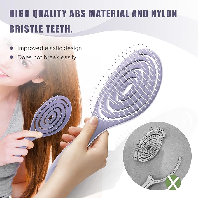 SHINLEA Detangle Hair Brush, Detangling Wet & Dry Spiral Hairbrush for Women, Men, Kids, Vented Detangler for Blow Drying, Glide Through Tangles For All Hair Types (Purple)