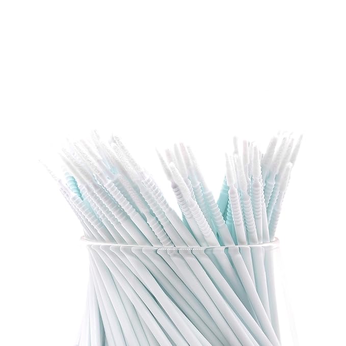 i-Laesh 200pcs Micro Brushes - Microswabs for Eyelash Extensions - Ideal for Eye, Dental, Lash, Eyebrow, and Makeup Care - Pro Grip Replacement - Pale Blue
