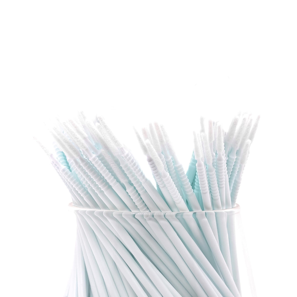 i-Laesh 200pcs Micro Brushes - Microswabs for Eyelash Extensions - Ideal for Eye, Dental, Lash, Eyebrow, and Makeup Care - Pro Grip Replacement - Pale Blue