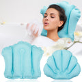 Jetec 2 Pcs Inflatable Bath Pillow with Suction Cup Terry Cloth Covered Bath Pillow Shell Shape Bathtub Spa Pillows Comfortable Soft Cushion Neck Support Fits All Pool Bathroom Home Spa Hot Tub(Blue)