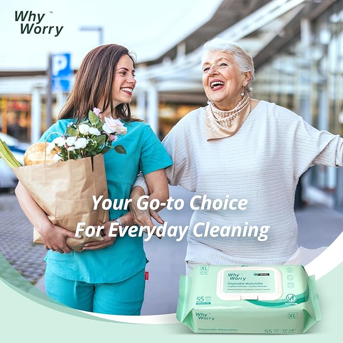 WhyWorry Extra Large Wet Wipes for Adults, 8" x 12", Unscented, 660 Count