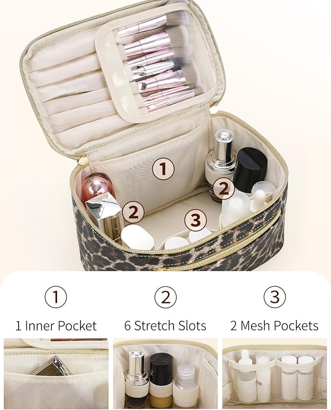 Wandering Nature Makeup Bag, Women Travel Make Up Vanity Case with Handle