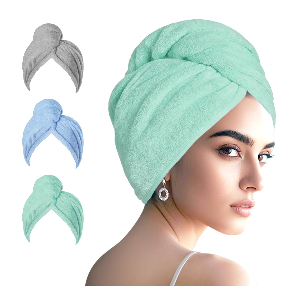 AGKXHDEC Microfiber Hair Drying Towel Wrap,Hair Turbans Towel for Wet Hair
