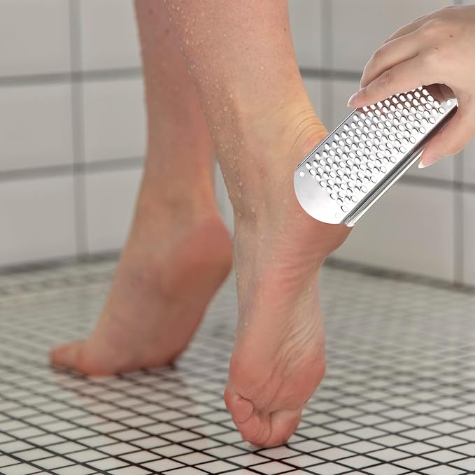 8 PCS Foot File, Callus Remover for Feet Stainless Steel Replacement Blades 2 Designs Big & Fine Hole Foot File Pedicure Tool Detachable Feet Scrubber for Rasp Corn Hard Skin Remove, Wet and Dry Use