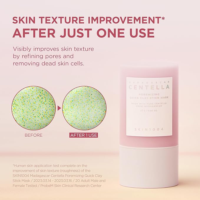 SKIN1004 [Hudson's Pick] Poremizing Quick Clay Stick Mask, Facial Clay Mask for Pores, Centella Clay Stick for Pore Minimizing, Pink Pore Mud Mask for Sebum Balance, Korean Skin Care, 0.95 oz / 27g