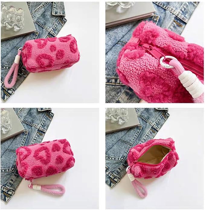 SxoSyo Plush Makeup Bags, Cosmetic Cases, Pink Heart