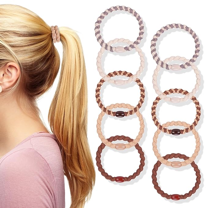 FORENEE Hair Ties No Damage - 10PCS Ponytail Holders - Elastic Hair Ties for Thick Hair - Braided Hair Bands for Women Girls's Hair