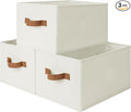 StorageWorks Closet Organizers and Storage Bins, Foldable Shelf Baskets, Clothes Storage Basket for Organization, Ivory White, 3-Pack, Large
