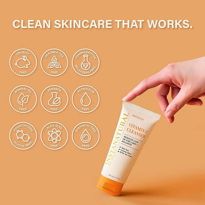 InstaNatural Vitamin C Fan Favorites Cleanser and Moisturizer Kit, Brightens, Reduces the Look of Fine Lines and Uneven Texture, with Aloe Vera and Botanical Extracts