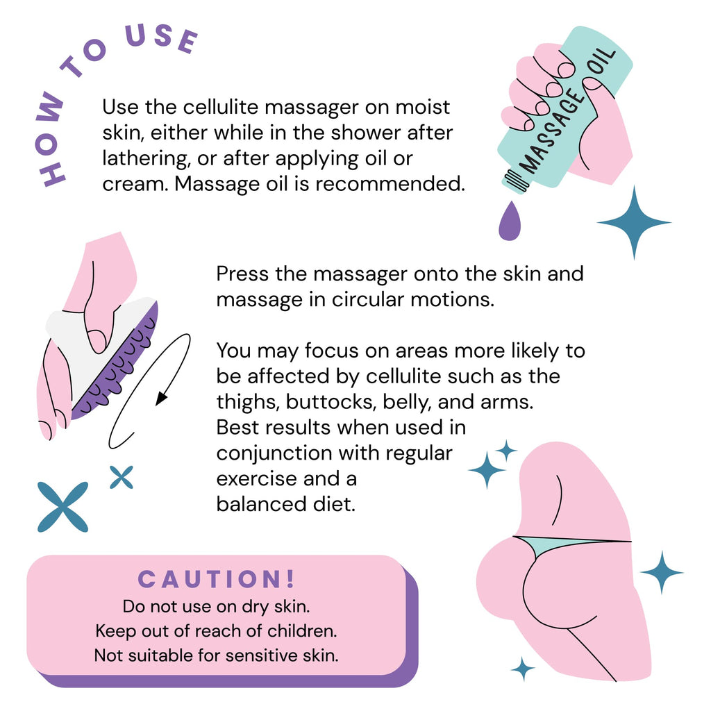 Scala Cellulite Massager Silicone, Bath Scrubber for Smoother Skin Purple