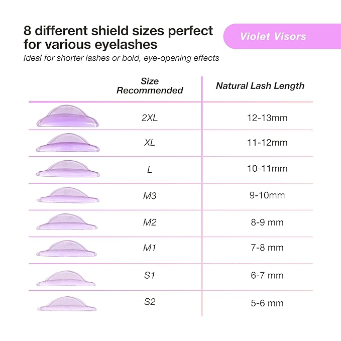 Curacoro Lash Lift Shields, 16 Pcs/8 Sizes Reusable Silicone Rods