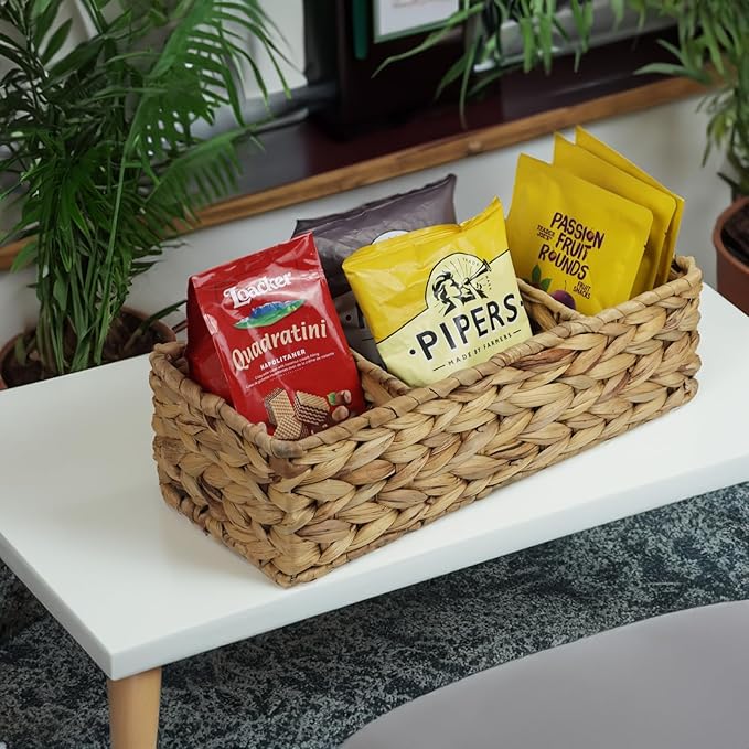 Water Hyacinth Bathroom Storage Basket with 3 Compartments