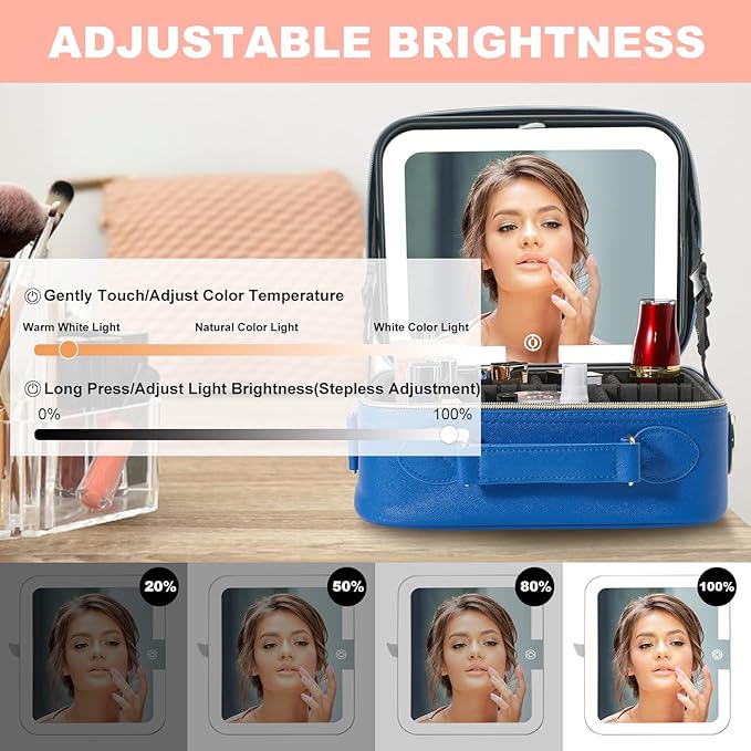 Mocado Travel Makeup Bag with Mirror Makeup Case with 10x Magnifying Mirror