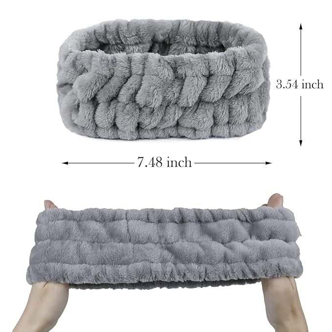 LAPOHI 3 Pack Modern Microfiber Facial Headbands for Washing Face, Makeup & Spa - Skincare & Towel Headbands for Women & Girls