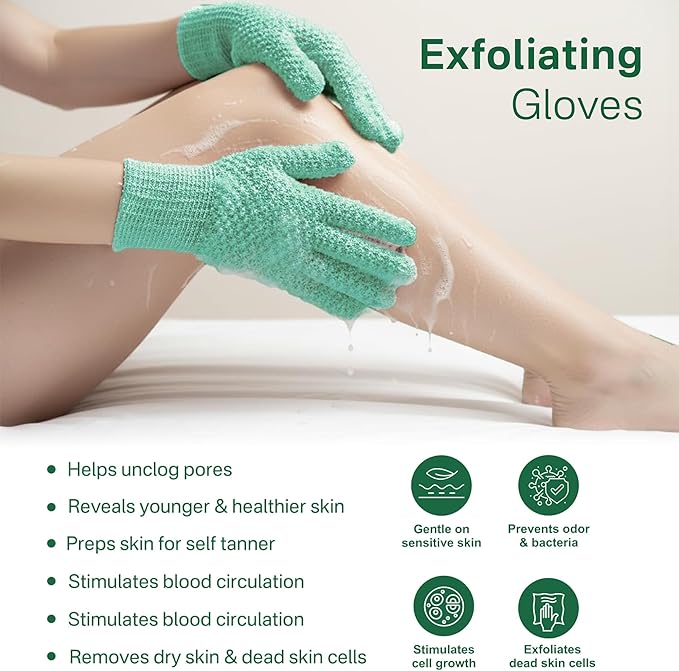 Yiclick Heavy Exfoliating Gloves, Exfoliating Body Scrubber for Bath Shower Exfoliation, Body Scrub Exfoliator for Dead Skin Remover, Exfoliate Sponge Loofah Washcloth Mitt Men Women