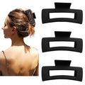 Nalodu Hair Claw Clips Large Square 4 Inch Matte No Slip Big Rectangle Jaw Clip Clamp for Thick Hair Women, 3 Pack Black