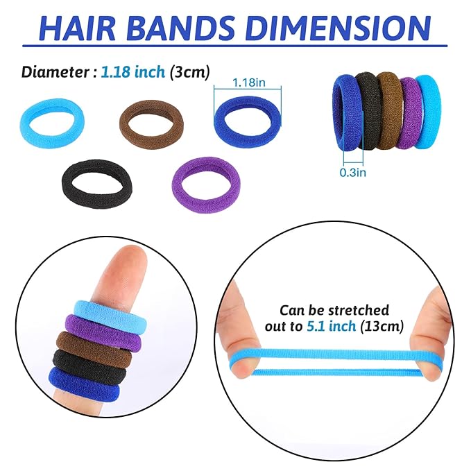QRTVI 120 Pcs Baby Hair Ties, Cotton Toddler Hair Ties for Girls and Kids, Multicolor Small Seamless Hair Bands Elastic Ponytail Holders(Dark)
