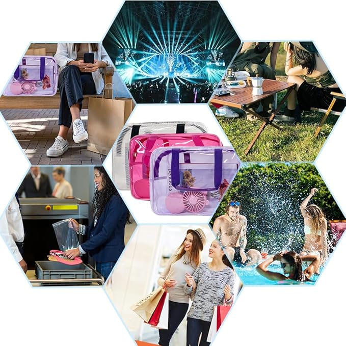 TotePrint PVC Purple Pure Color Transparent Gift Pouch Wash Travel Makeup Cosmetic Bag with Handle for Travel Bathroom Toiletry Organizer (Purple)