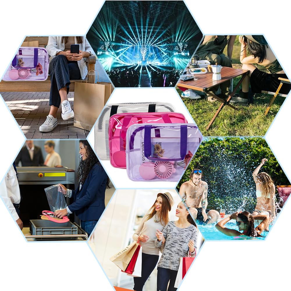 TotePrint PVC Purple Pure Color Transparent Gift Pouch Wash Travel Makeup Cosmetic Bag with Handle for Travel Bathroom Toiletry Organizer (Purple)