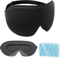 LYSIAN 3D Sleep Mask for Side Sleepers, Blackout Eye Mask with No Pressure on Eyes, Adjustable Comfortable Blindfold with 5 Pairs of Ear Plugs for Sleeping, Travel, Nap, Black