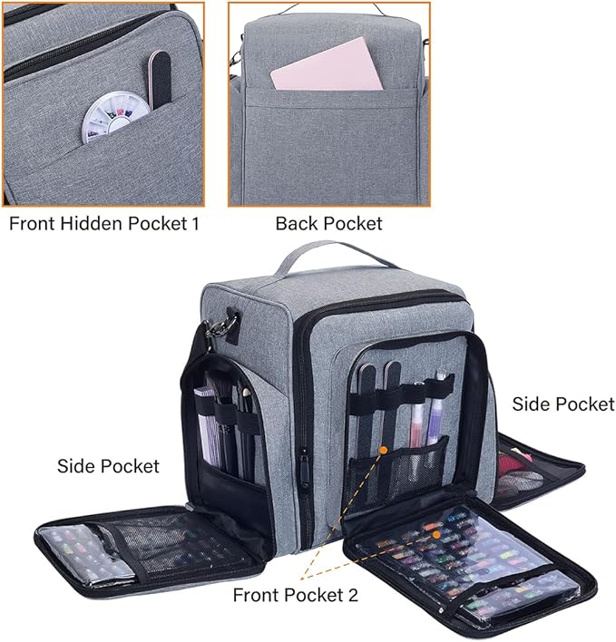 UOZL Nail Polish Organizer Case Hold 60 Bottles with 2 Detachable Bag,Grey