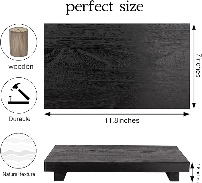 Wood Bathroom Tray Farmhouse Decor Kitchen Soap Holder, 11.8"x7" Black