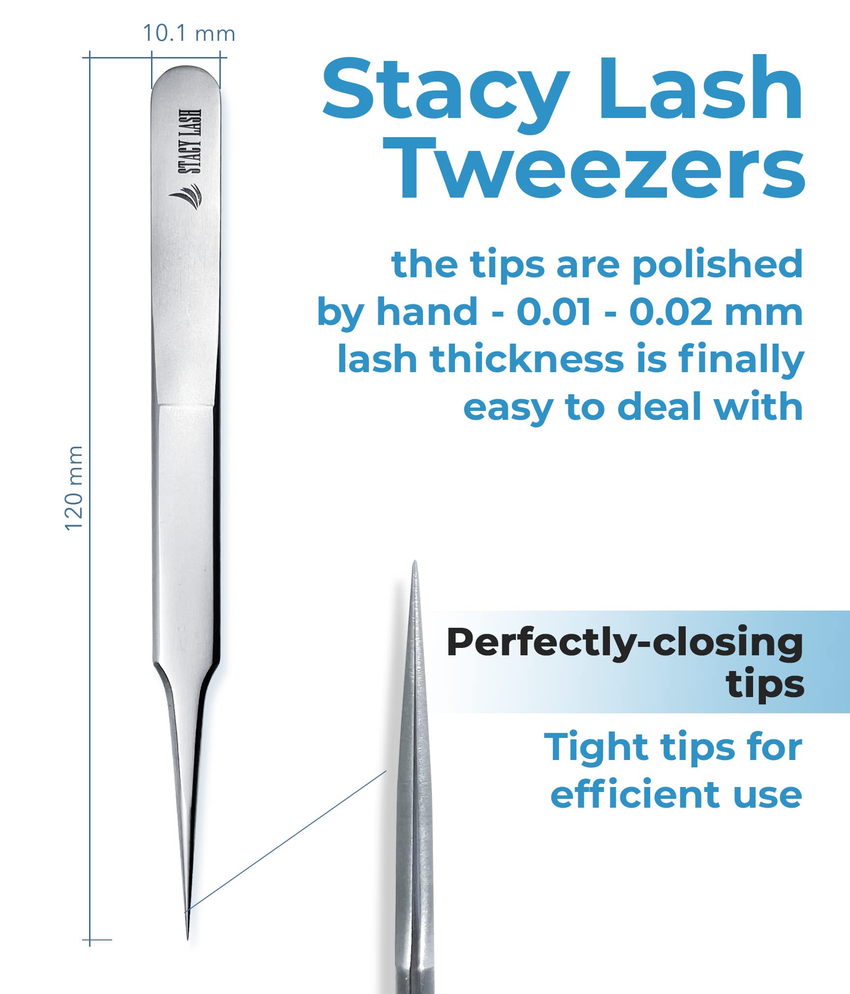 Stacy Lash STL-4 Isolation Eyelash Extension Tweezers/Supplies for Classic Extensions & Individual False Mink Lashes/Precision Eyelashes Separator Tool/Beauty Accessories/Sharp Tweezer Tip