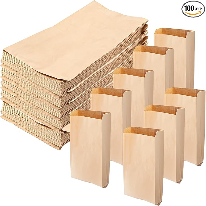 100 PCS Wax Paper Bags, Brown Lawn & Bathroom Tampon Disposal Bags, 7.5 x 10 Inch, Mini, Suitable for Bedroom, Bathroom, Toilet, Living Room