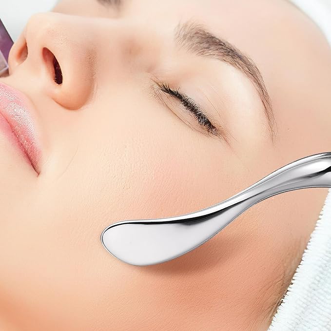 Beatifufu Zinc Eye Spoon 3.74 in Metal Scoop for under Eye Cream Application Massage Tool for Skincare Helps Relieve Fatigue and Support Blood Circulation