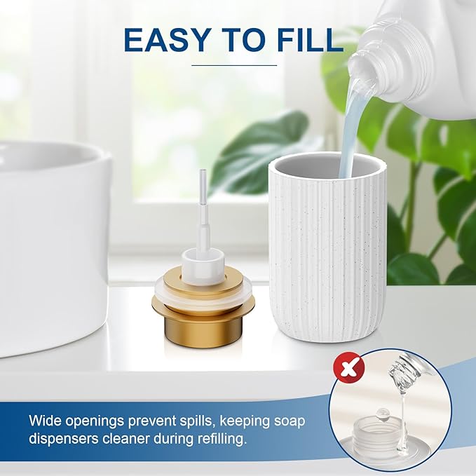 Ceramic Foaming Soap Dispenser, 12 oz Bathroom Foam Hand Soap Dispenser, Refillable Lotion Soap Dispenser with Removable Pump for Kitchen Hand Wash Dispenser, Modern Home Decor(2Pack-Speckled White)