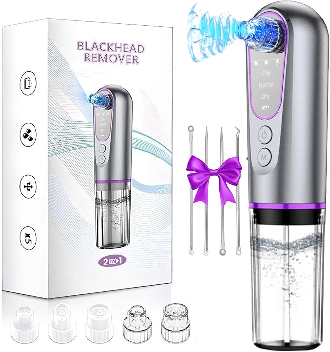 Blackhead Remover Suction Pore Vacuum Hydro Facials Hydrating Pore Cleaner Machine Pimple Extractor with USB Charging Cable Beauty Device