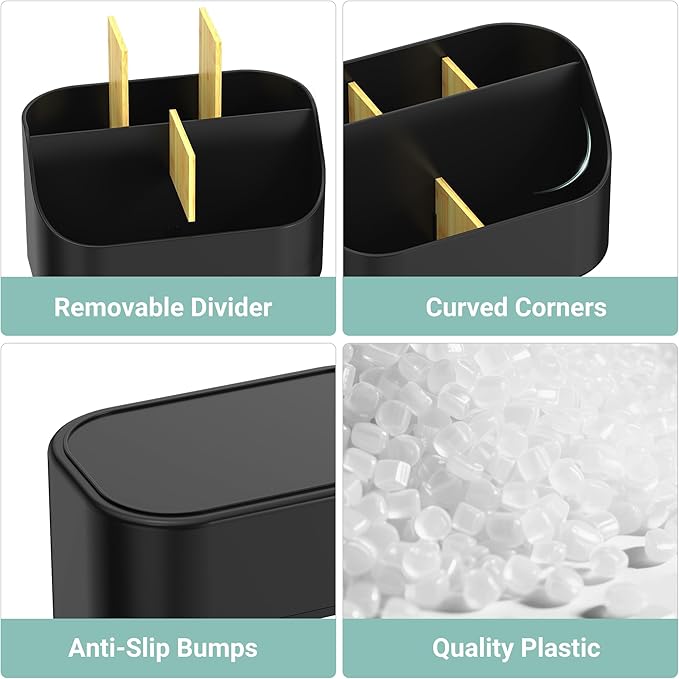 Mens Countertop Toothbrush Holder for Bathroom with Removable Divider