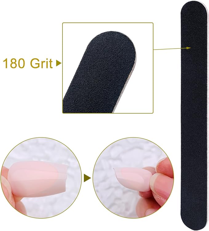 HeeYaa 5 Rows 2 Layers 10 PCS Nail File, Red Tough PP Core, Exquisite Kraft Paper Box, Double Sided 100/180 Grit Black Emery Board Manicure Pedicure Nail Tool