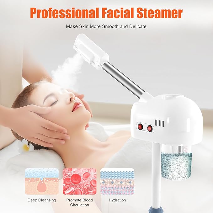 Facial Steamers, Mist Face Steamer for Skin Care Ozone Therapy Face Steam Machine for Salon Beauty Spa, Esthetician Steamer for Facial