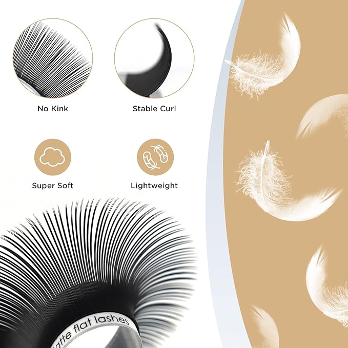 LASHVIEW Eyelash Extensions,Ellipse Flat Eyelash Extensions 0.15mm D Curl 8-15mm Mixed Tray, Black,Individual Lashes,Super Matte Extremely Soft Professional Salon Use