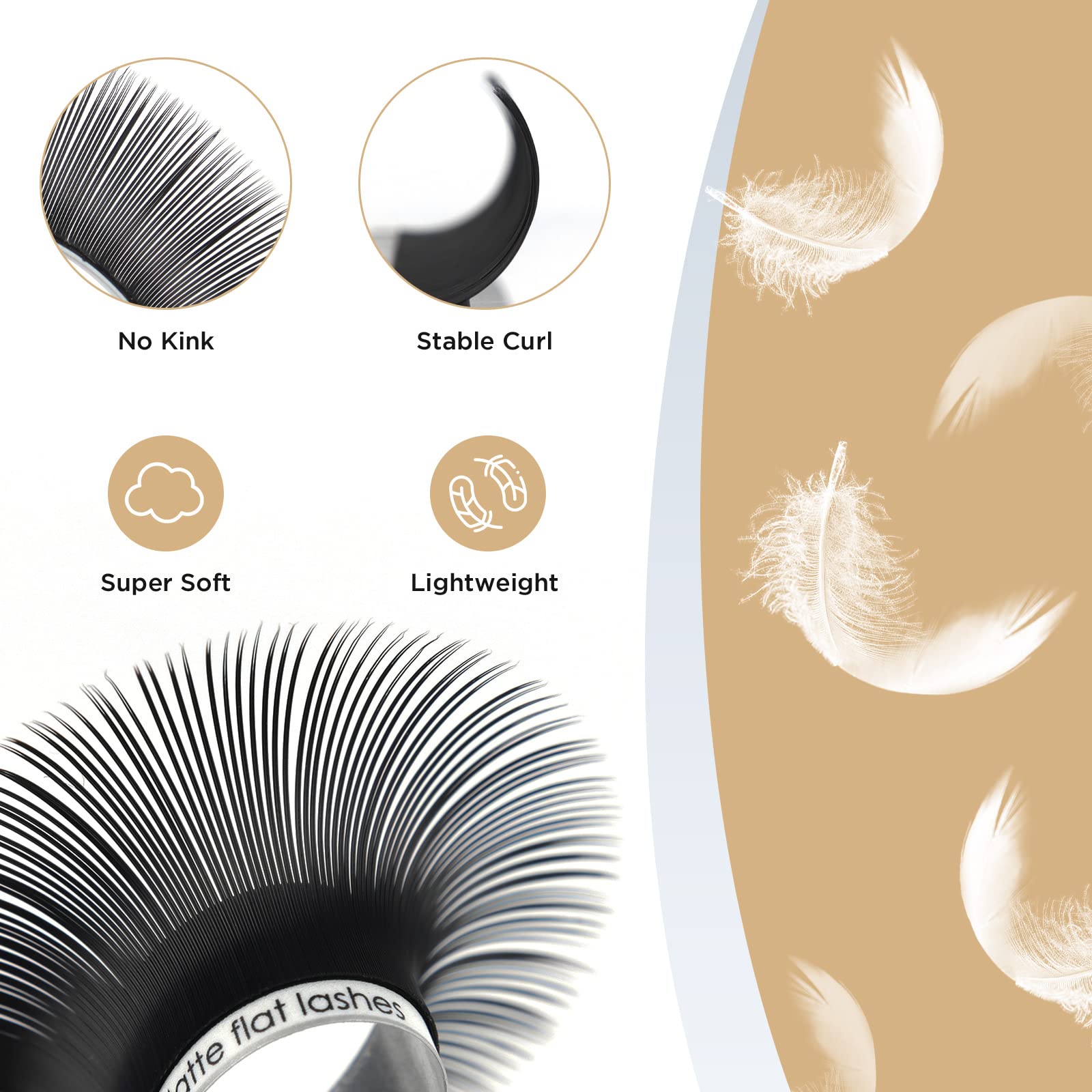 LASHVIEW Eyelash Extensions,Ellipse Flat Eyelash Extensions 0.15mm C Curl 8mm, Black,Individual Lashes,Super Matte Extremely Soft Professional Salon Use