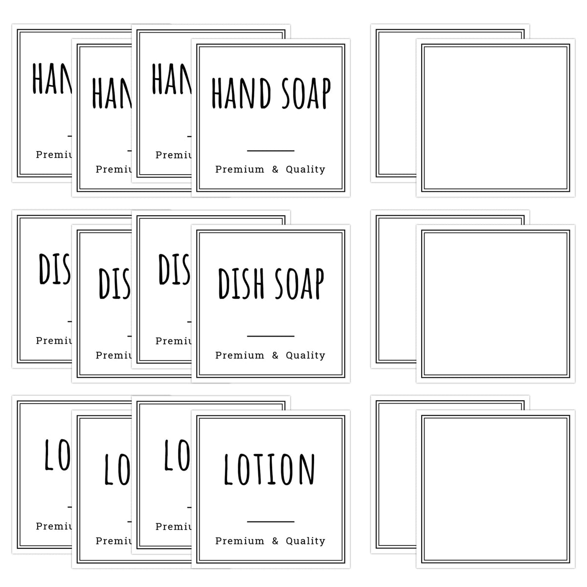Segbeauty Bathroom Labels for Soap Dispenser, 18pcs 2.5in White Waterproof Removable Self-Adhesive Stickers, Reusable Shampoo Conditioner Hand Soap Lotion Shower Dispenser Bottles Label Stickers
