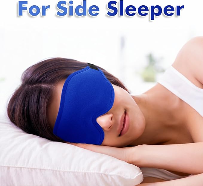 Sleep Eye Mask for Men Women, Lash Extensions 3D Sleeping Mask, Travel Blackout Night Blindfold Eye Shade Cover with Adjustable Strap (Blue)