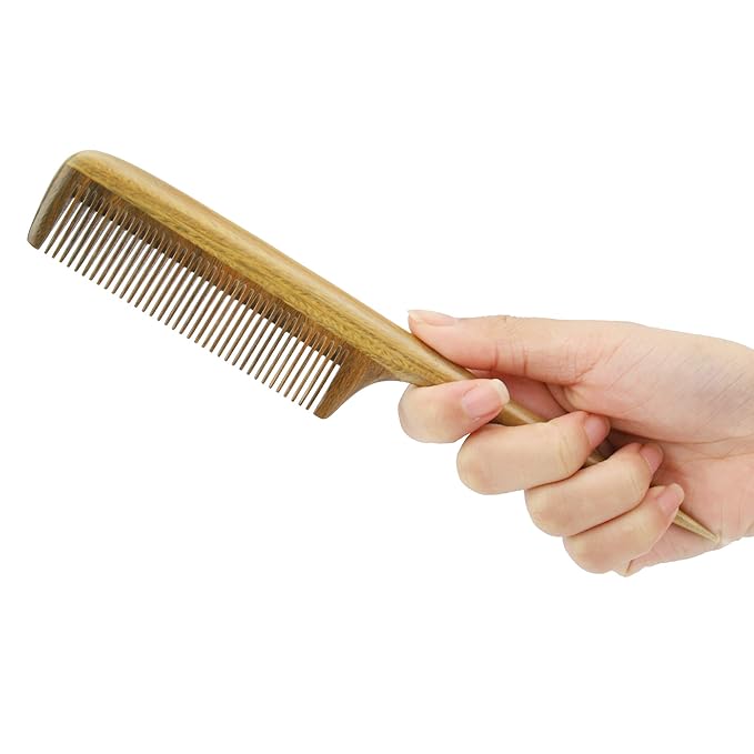 Onedor Handmade Natural Green Sandalwood Wooden Hair Comb