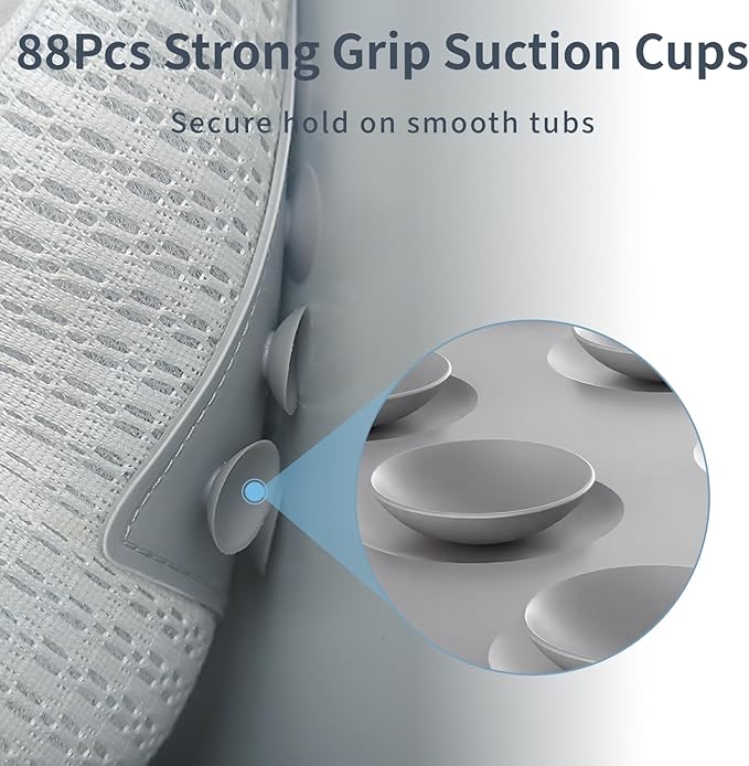 Wnfou Thickened Anti-Slip Bath Pillow for Tub, 88 Powerful Suction Cups, 5D Mesh Fabric, Ergonomic Head Neck Back Support, Quick Drying and Machine Washable, Luxury Spa Gift for Women