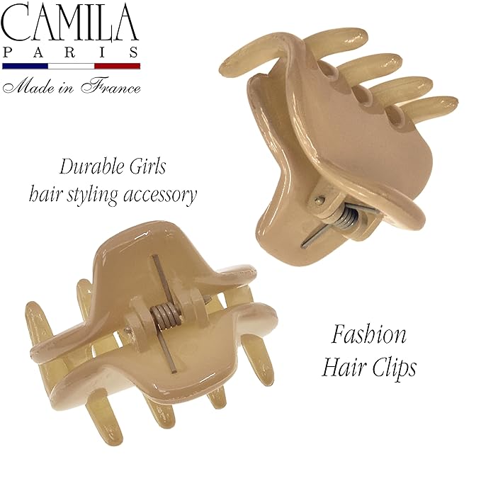 Camila Paris CP3660 French Hair Clip for Women, Small 1 inch Set of 2 Girls Hair Claw Clips Jaw Fashion Durable and Styling Hair Accessories for Women, Strong Hold No Slip Grip, Made in France