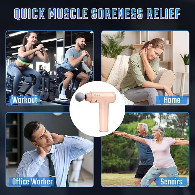 cotsoco Massage Gun Deep Tissue, Muscle Massage Gun with 9 Attachment Heads, 20 Speeds & Silent Brushless Motor for Pain Relief, Handheld Percussion Back Massager Gun (Pink)