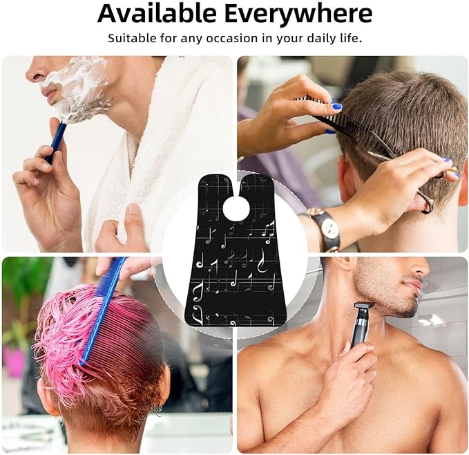 Black Music Notes Print Beard Bib Apron For Men, Beard Hair Catcher For Men Shaving Trimming,Beard Cape Cloth