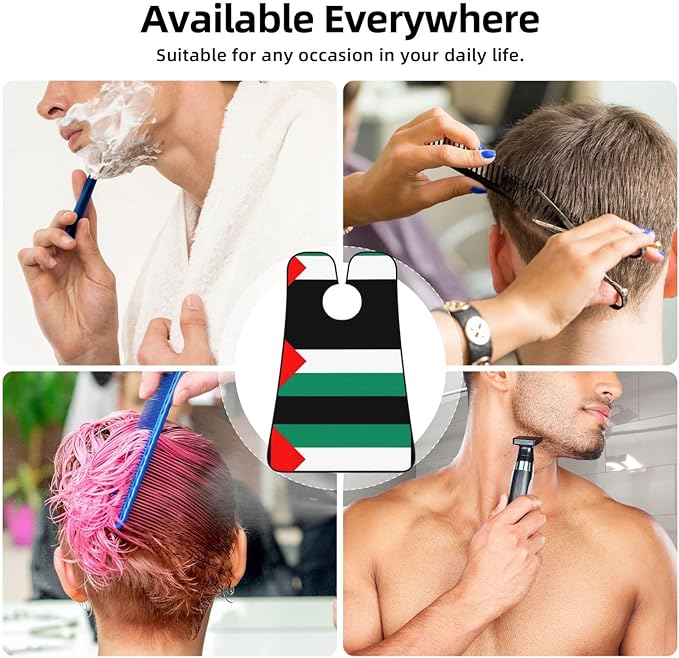 NOUZU Palestine Flag Print Beard Bib Apron For Men, Beard Hair Catcher For Men Shaving Trimming,Beard Cape Cloth