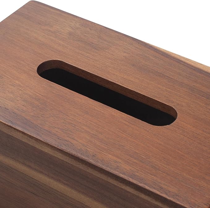 Tissue Box Cover Rectangle, Wood Tissue Box Holder, Wooden Facial Paper Holder for Bathroom, Bedroom, Dinner Table, Office (2 Pack, 9.8 x 5.5 x 3.7 inch)