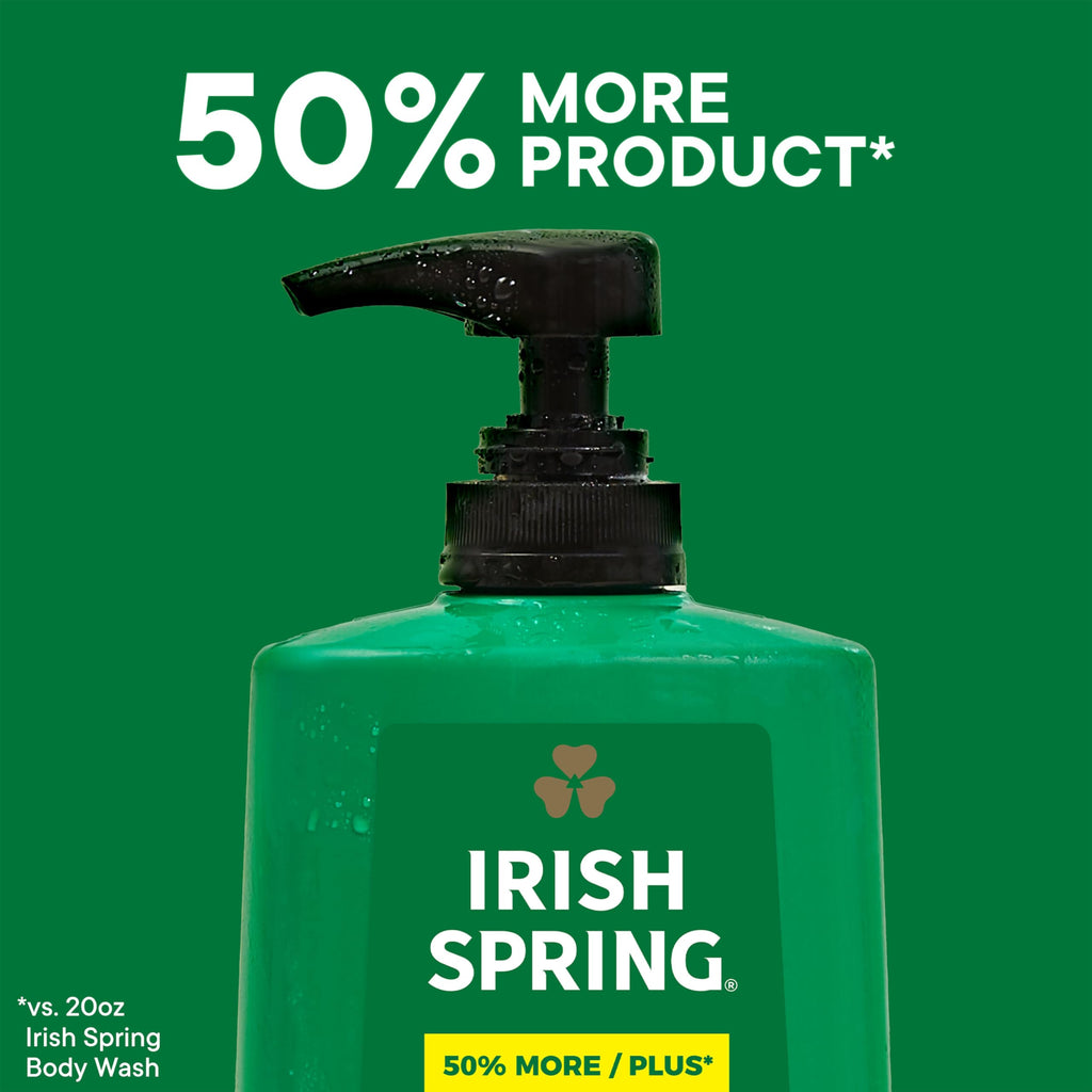 Irish Spring Active Scrub Exfoliating Body Wash for Men, 24-Hour Fresh, Biodegradable Ingredients, Paraben Free, Cool Fresh Scent, 30 fl oz Pump Bottle